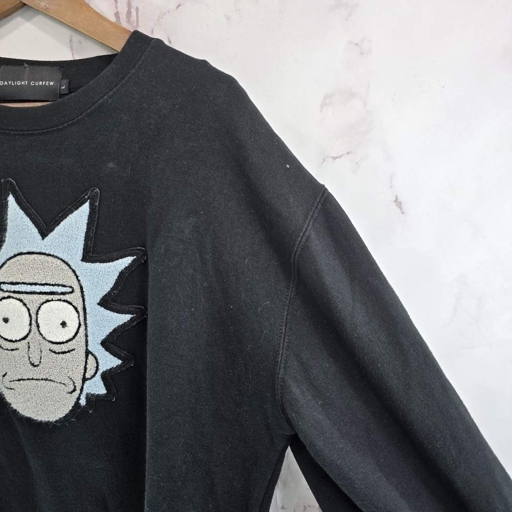 Daylight Curfew Rick & Morty Sweatshirt Mens Large Black Crew Adult Swim - Picture 11 of 12